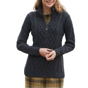 Women's Gray Cable Knit Cardigan